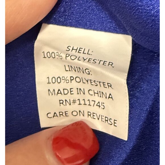 WD.NY Womens L Blue Floral Ruffle Asymmetrical Hem Sleeveless Dress Tropical - Picture 6 of 7